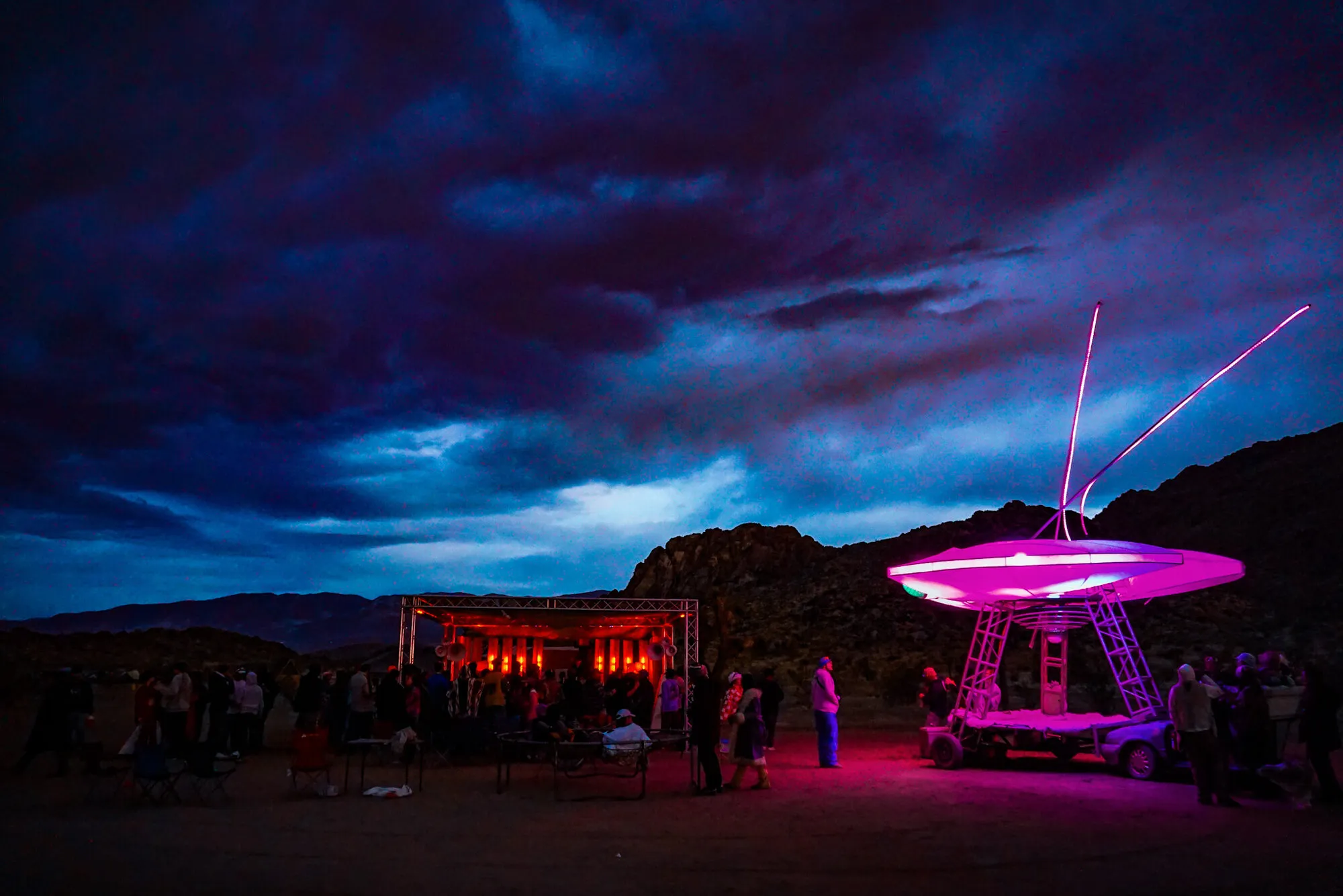 The festival at dusk with lasers