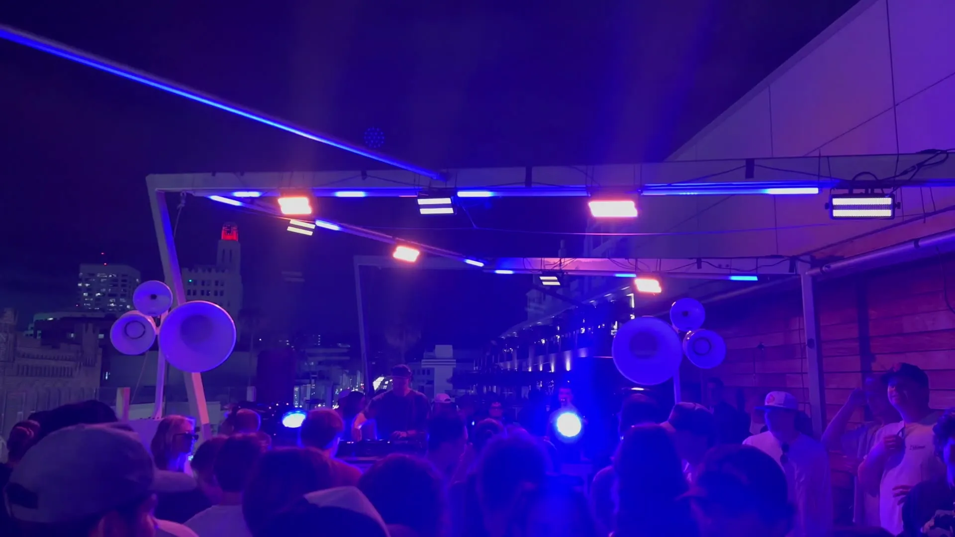 Crowd on the rooftop at night
