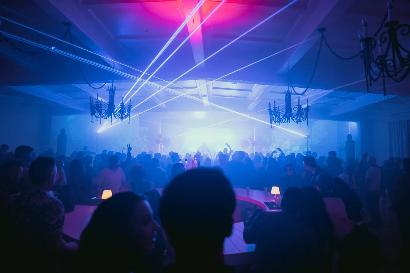 Blue lasers over the crowd