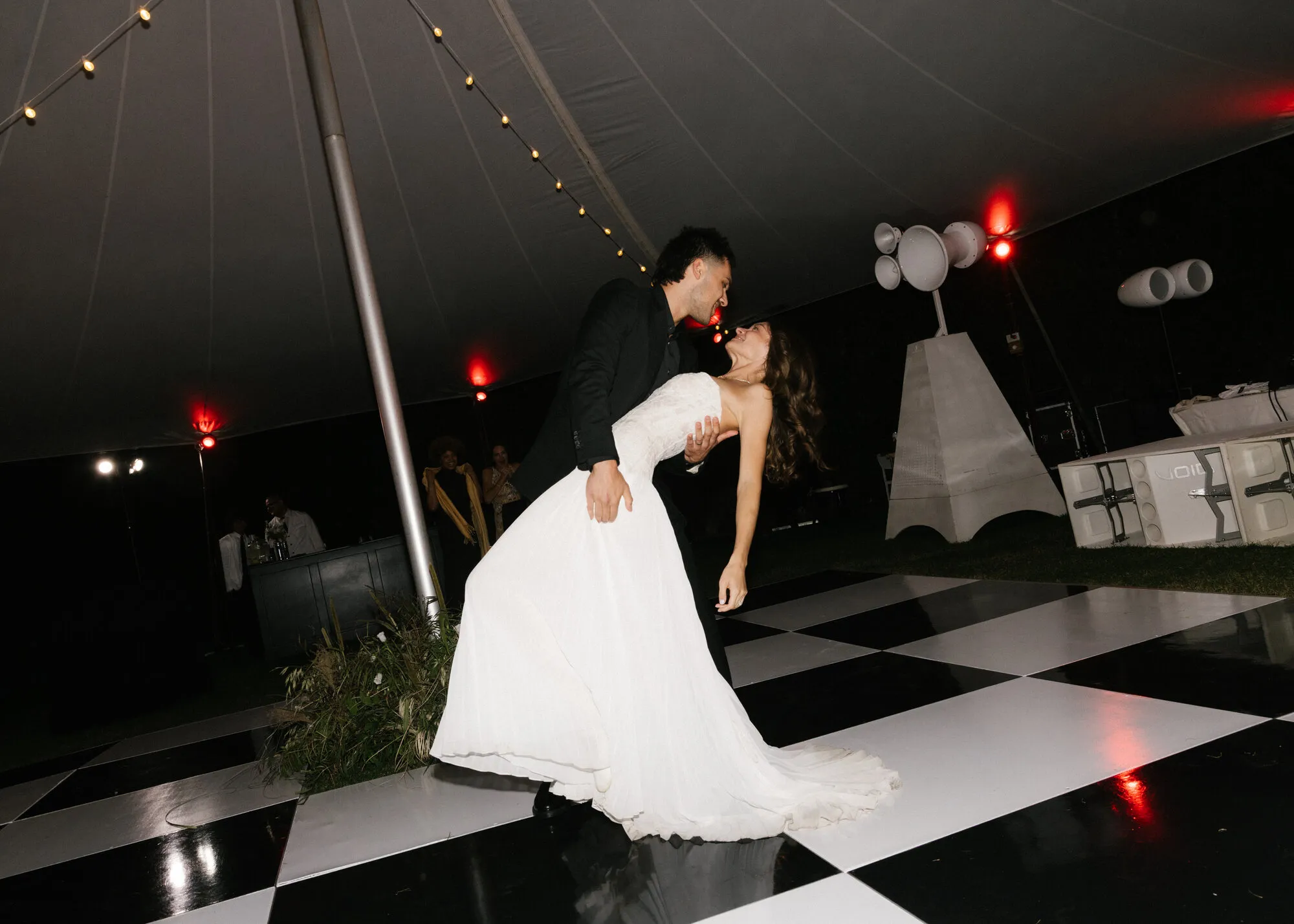 The couple on the dance floor at night
